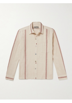 Kartik Research - Embroidered Cotton-Jacquard Shirt - Men - Neutrals - S