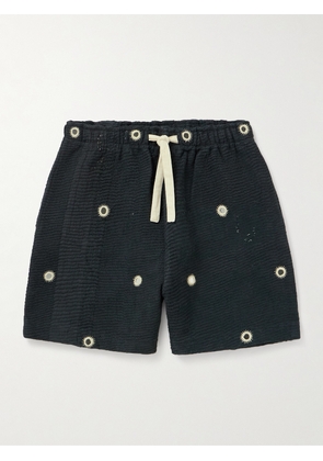 Kartik Research - Straight-Leg Embellished Cotton Drawstring Shorts - Men - Black - UK/US 30