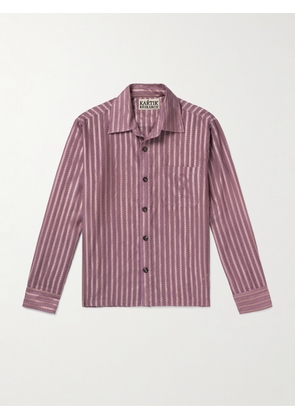Kartik Research - Metallic Silk-Jacquard Shirt - Men - Purple - S
