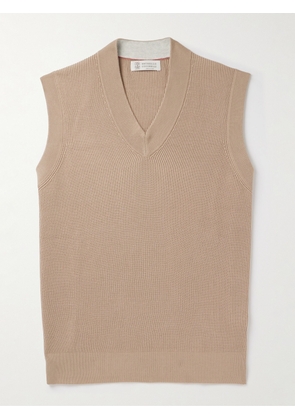 Brunello Cucinelli - Ribbed Cotton Sweater Vest - Men - Neutrals - IT 46