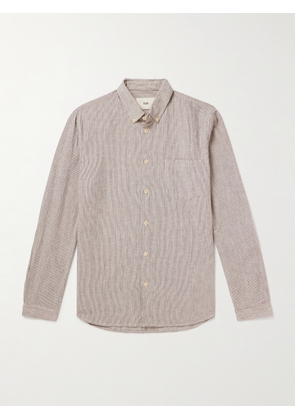 Folk - Button-Down Collar Striped Cotton, Linen and Ramie-Blend Shirt - Men - Brown - 1