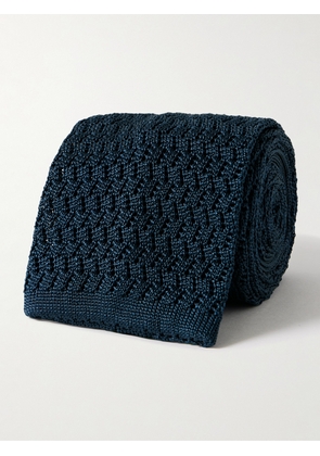 Rubinacci - 8cm Knitted Silk Tie - Men - Blue