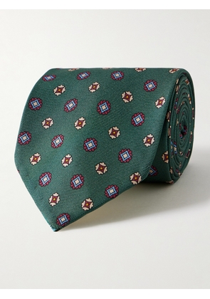 Rubinacci - 7.5cm Printed Silk-Twill Tie - Men - Green