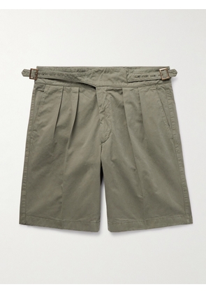 Rubinacci - Manny Straight-Leg Pleated Cotton Shorts - Men - Green - IT 44