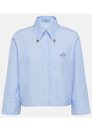 Prada Striped cropped cotton-blend shirt