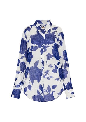 Aje - Belonging Oversized Linen-Silk Shirt - Blue - AU 10 - Moda Operandi