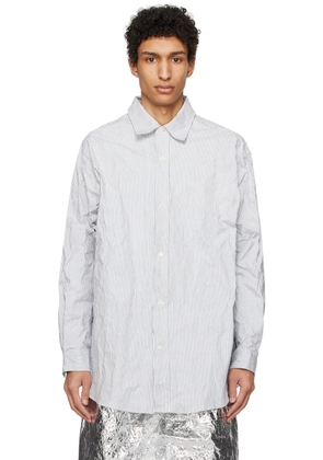 Hed Mayner White & Navy Pinstripe Shirt