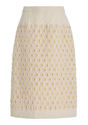 Diotima - Proper Embroidered Cotton Midi Skirt - White - 4 - Moda Operandi