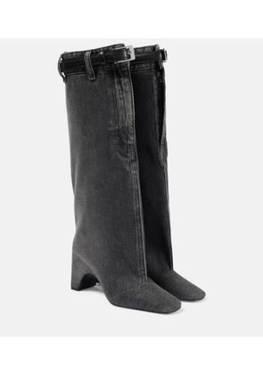 Coperni Leather-trimmed denim knee-high boots