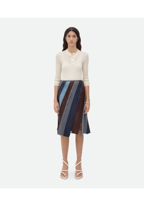 Bottega Veneta Striped Leather Skirt - Multicolor - Woman   Lambskin