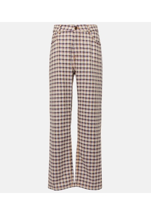 Etro Checked cotton-blend tweed wide-leg pants