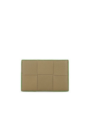 Bottega Veneta Casette Credit Card Case in Taupe Parakeet & Taupe Silver - Taupe. Size all.
