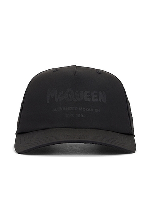 Alexander McQueen Tonal Graffiti Hat in Black - Black. Size M (also in ).
