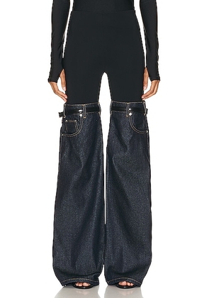 Coperni Hybrid Denim Flare Trousers in Black & Dark Navy - Blue. Size 36 (also in ).
