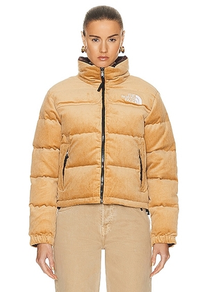 The North Face 92 Reversible Nuptse Jacket in Almond Butter & Coal Brown - Tan. Size L (also in M, S, XL, XS).