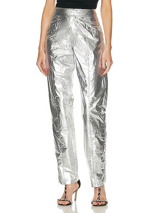 Isabel Marant Anea Coated Cotton Pant in Silver - Metallic Silver. Size 34 (also in 42).