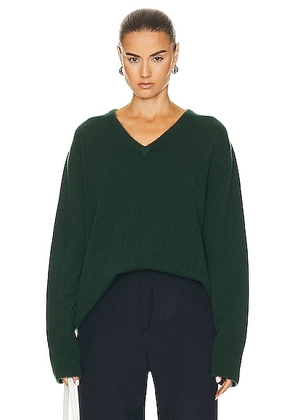 SPRWMN Classic V-neck Sweater in Bottle - Dark Green. Size M (also in ).
