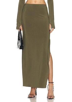 Norma Kamali Side Slit Long Skirt in Military - Army. Size L (also in M, S, XL).