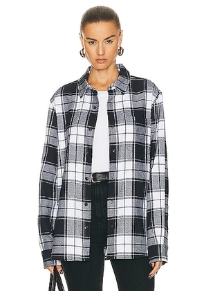 WAO The Flannel Shirt in black & white - White. Size L (also in M, S, XL, XS).