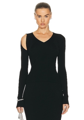 Alexander McQueen Slash V Neck Sweater in Black - Black. Size L (also in M, XS).