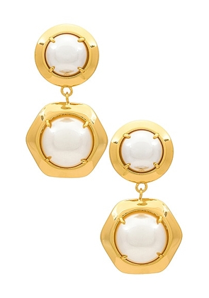 Lele Sadoughi Geo Bezel Jewel Drop Earrings in Pearl - Metallic Gold. Size all.