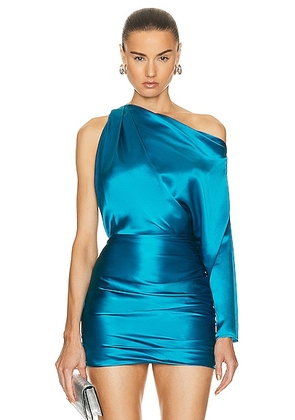 The Sei One Sleeve Drape Top in Lake - Blue. Size 0 (also in 2, 4, 6, 8).
