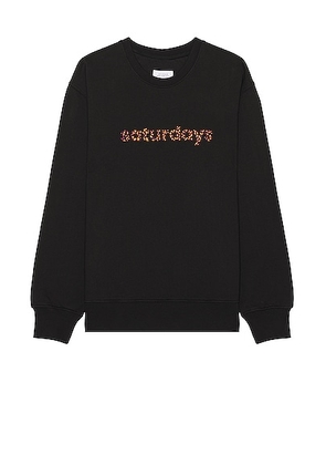SATURDAYS NYC Bowery Cheetah Sweater in Black - Black. Size L (also in M, S, XL/1X).