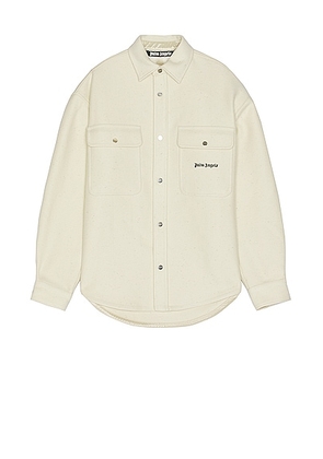 Palm Angels Pocket Logo Overshirt in Butter - Ivory. Size 46 (also in 52).
