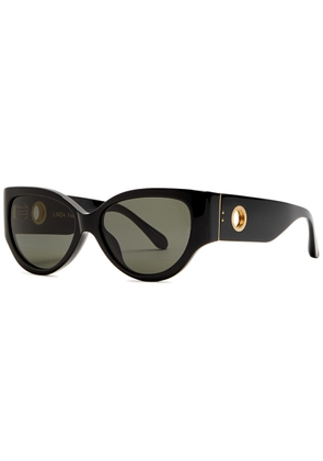 Linda Farrow Luxe Connie Round Cat-eye Sunglasses - Black