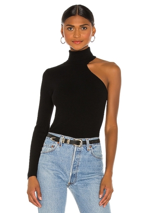 Bardot Asymmetric Sleeve Knit Top in Black. Size XL.