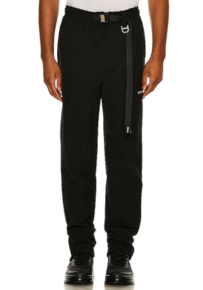C2H4 Stai Buckle Track Pants in Black. Size M, S, XL.