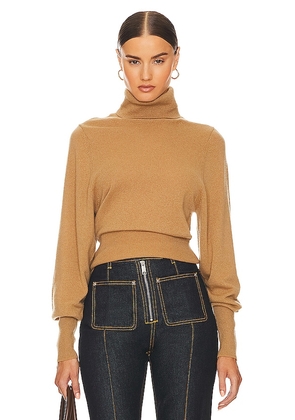 Helsa Aren Cashmere Turtleneck Sweater in Tan. Size M, S.