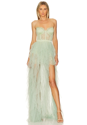 For Love & Lemons X Revolve Bustier Gown in Sage. Size M, XL.