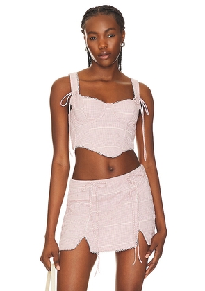 For Love & Lemons Ali Bustier Top in Pink. Size M, XL.
