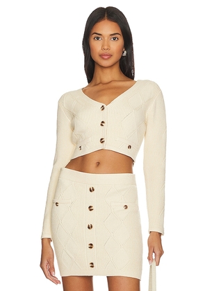 Central Park West Bella Cable Cardigan in Ivory. Size M, XS.