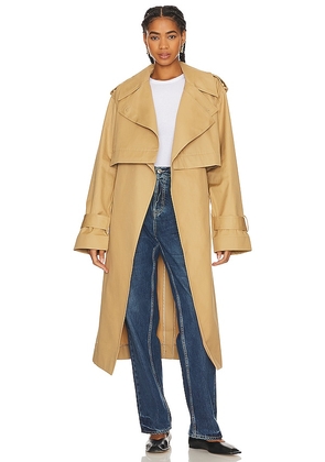 GRLFRND The Convertible Trench Coat in Tan. Size S/M, XXS/XS.