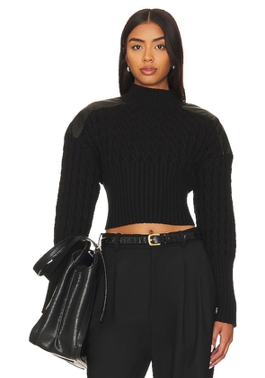 Central Park West Khloe Cable Turtleneck Sweater in Black. Size M, S, XS.