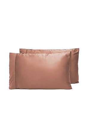 Ettitude King Sateen Solid Pillowcase Set in Brown.