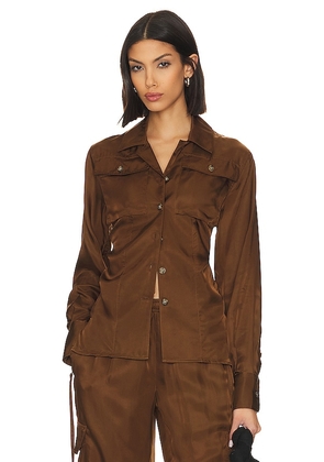 Helmut Lang Patch Pocket Shirt in Brown. Size S, XS.