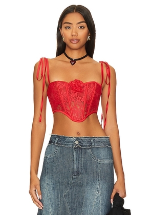 For Love & Lemons Niala Bustier Top in Red. Size M, XL.