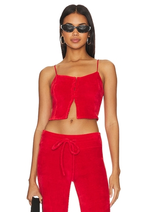 Indah Daisy Corset Top in Red. Size S, XL, XS.