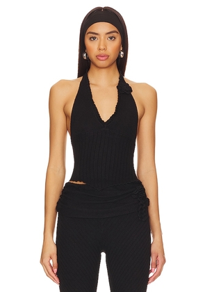 GUIZIO Alacant Knit Halter Top in Black. Size S, XL.