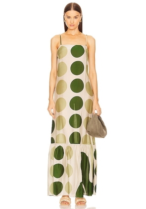 ADRIANA DEGREAS Jellyfish Maxi Dress in Green. Size M.