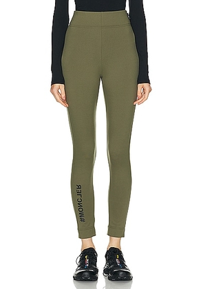Moncler Grenoble Leggings in Olive Green - Army. Size L (also in M, S, XS).