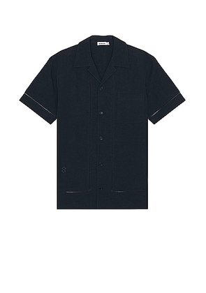SIMKHAI Marco Camp Shirt in Midnight - Blue. Size M (also in L, S, XL).