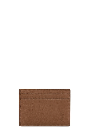 Saint Laurent Pcc Card Holder in Grained Brown - Brown. Size all.