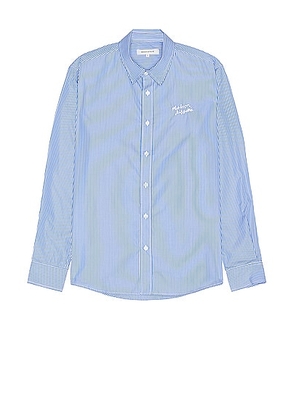 Maison Kitsune Casual Striped Shirt in Sky Blue Stripes - Blue. Size L (also in M, S, XL/1X).