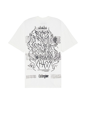 Civil Regime Even From A Dark Place American Classic Oversized Tee in White. Size M, S.