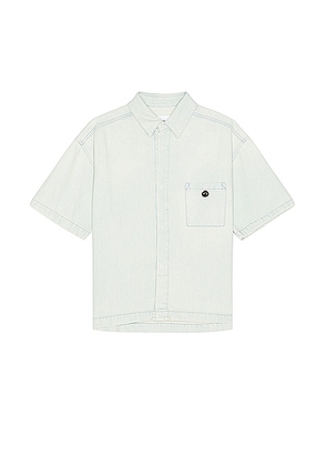 Ambush Boxy Fit Short Sleeve Denim Shirt in Light Blue - Blue. Size L (also in M, S, XL/1X).