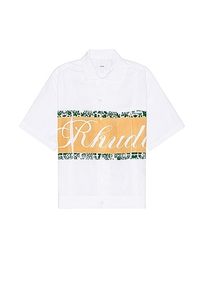 Rhude Linen Cuban Shirt in Ivory - Ivory. Size S (also in L, XL/1X).